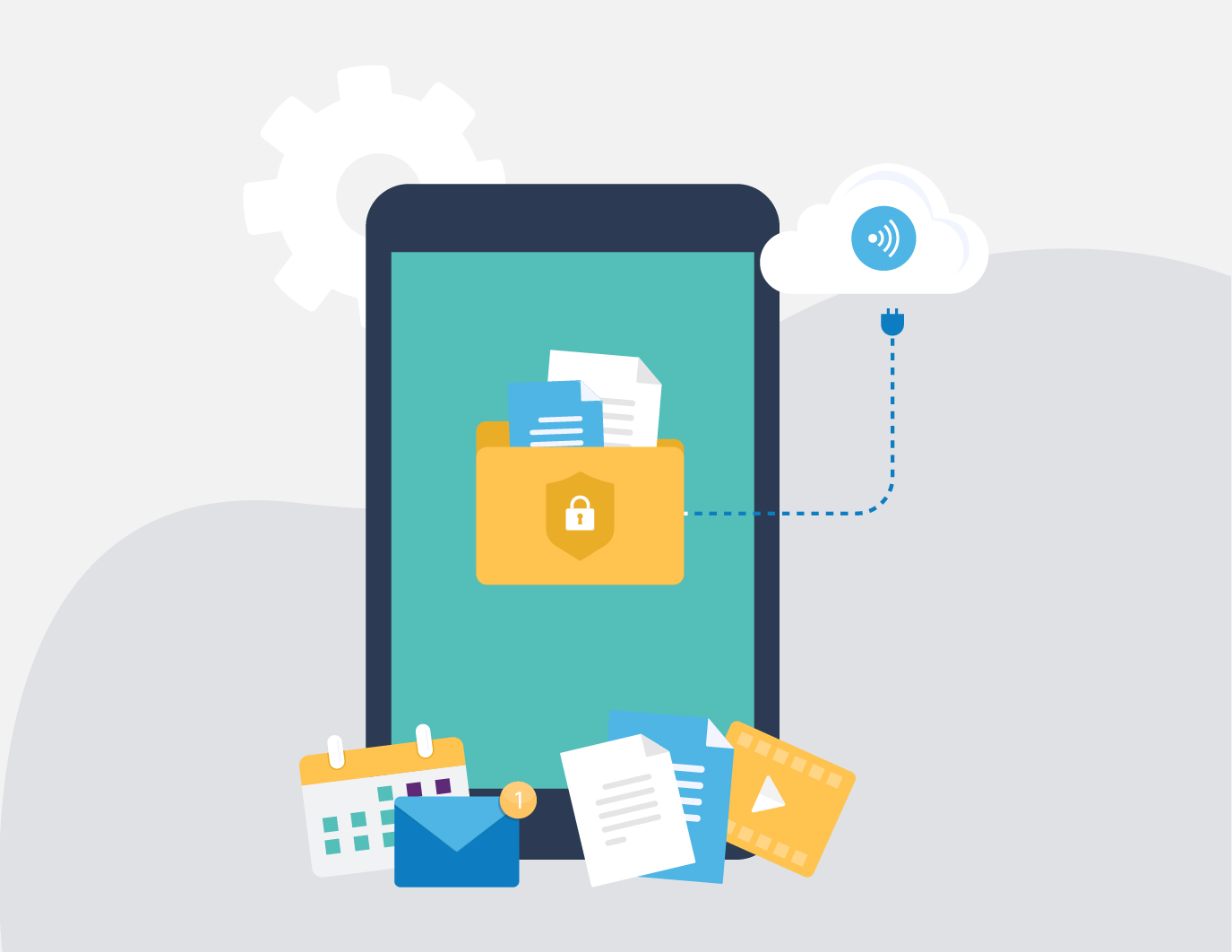 Personal mobile device with protected work files and apps